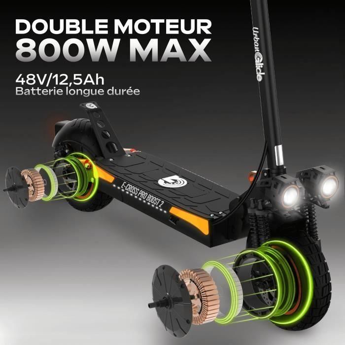 Patinete eléctrico todoterreno - URBANGLIDE - ECROSS PRO BOOST 2 - 10 - 48V - 1600 W Doble motor - 13Ah - Autonomía 50KM 2 Patinete eléctrico todoterreno - URBANGLIDE - ECROSS PRO BOOST 2 - 10 - 48V - 1600 W Doble motor - 13Ah - Autonomía 50KM 2