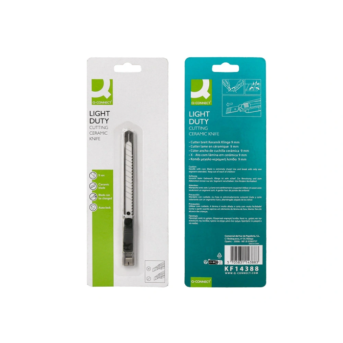 Q-connect Cuter Metálico Estrecho Cuchilla Cerámica 9 mm XD-C18 con Clip Blister 1 Unidad 7