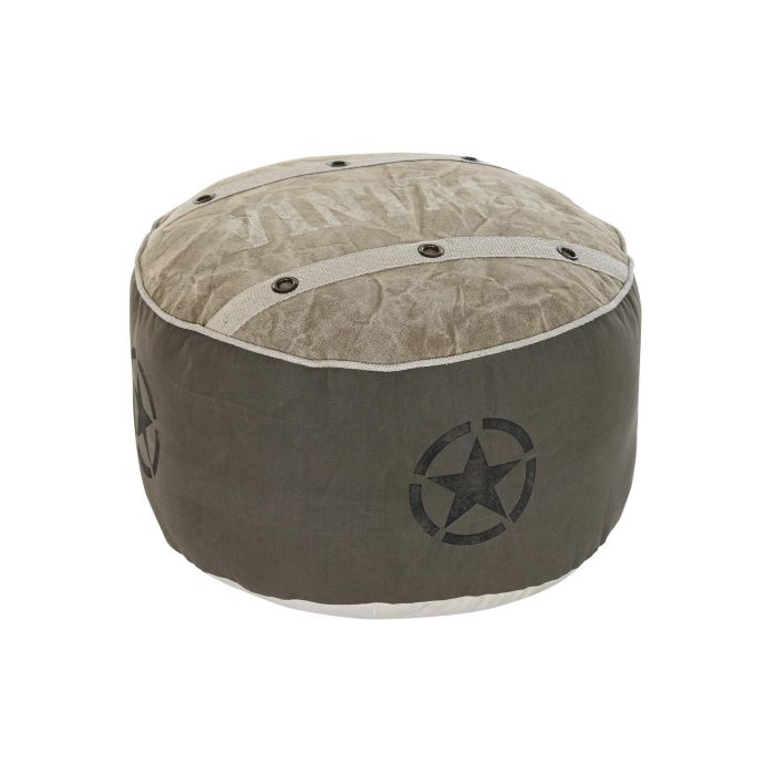 DKD Home Decor Cojin Suelo Vintage 1993 Gris Oscuro Beige Polyester Algodon Piel 50 x 50 x 34 cm 2