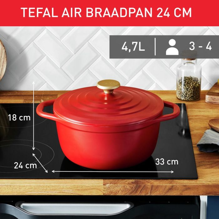 Tefal E2544604 Air Légere Cocotte 24 cm de hierro fundido de aluminio rojo, todas las luces que incluyen inducción 5