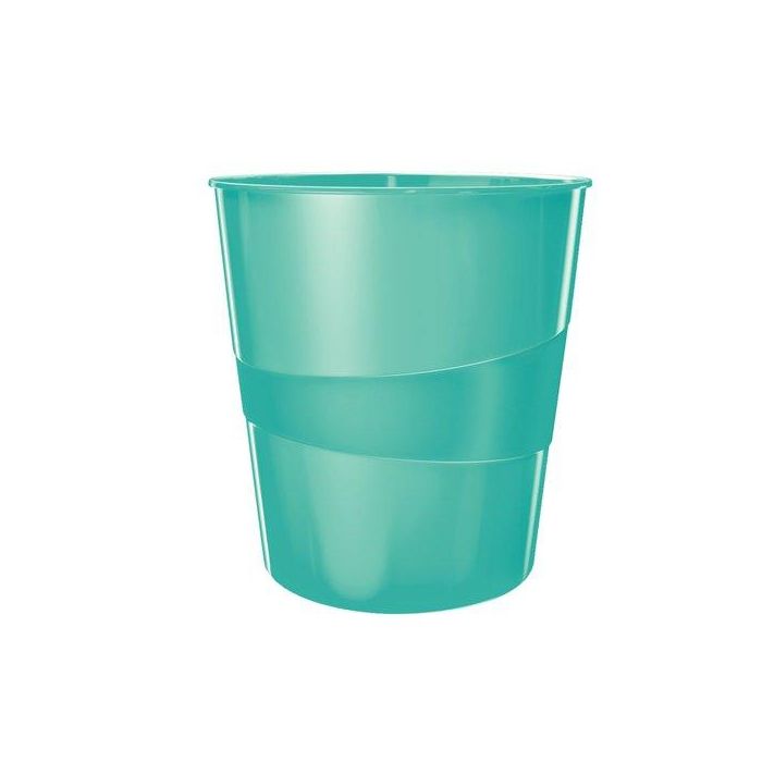 Papelera Plastico Cerrada Leitz Wow 15L Turquesa