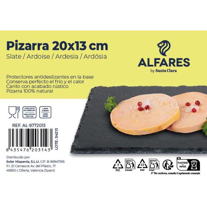 Bandeja Pizarra 20x13 cm Santa Clara (24 Unidades) 4 Bandeja Pizarra 20x13 cm Santa Clara (24 Unidades) 4