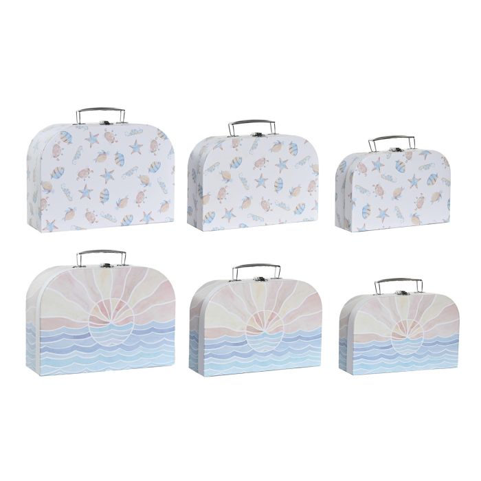 DKD Home Decor Cajas de Almacenaje Organizadoras Infantiles Kids Multicolor - Set de 6 Piezas de Cartón y Metal, Medidas 28x9.5x20 cm