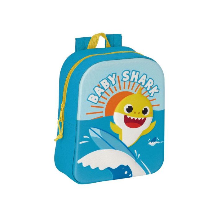 Mochila Escolar Baby Shark 3D Azul 22 x 27 x 10 cm