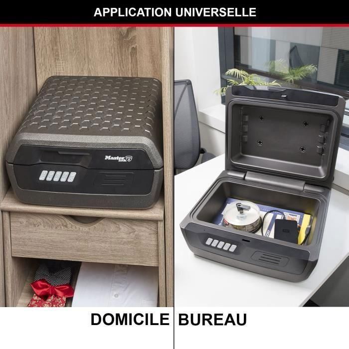 Master Lock Caja Fuerte Electrónica Ignífuga e Impermeable 10L Formato L para Documentos A4, Certificada UL/ETL 30 Minutos Fuego 1