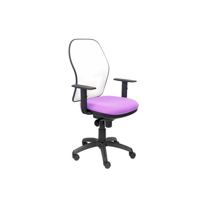 Silla Piqueras Y Crespo Jorquera Brazos Regulables Mecanismo Sincro Con Regulador De Tension Respaldo De Malla Blanca Y Asiento Tapizado Bali Lila