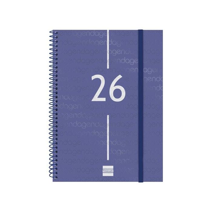 Finocam E10-155x212 mm Agenda Espiral Year Svv Tapa PP Azul 2026, Estilo Moderno DIN A5