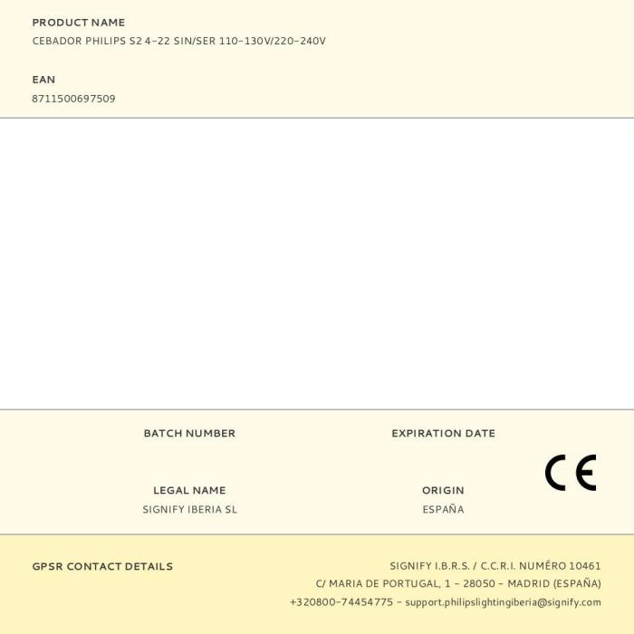 Philips Cebador S2 4-22, 110-240V 1 Philips Cebador S2 4-22, 110-240V 1