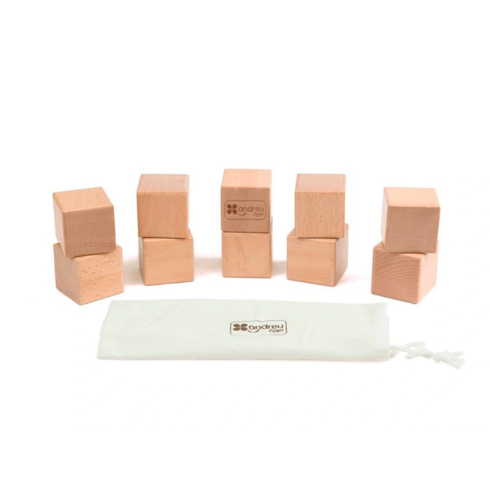 Andreutoys Juego Didactico 10 Cubos Sensoriales con Sonido Madera 2