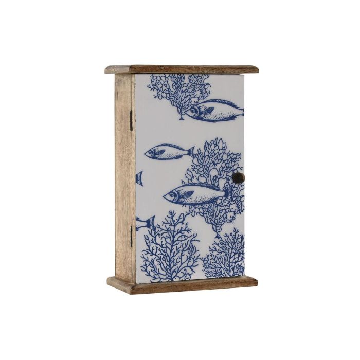 Armario de llaves Home ESPRIT Azul Blanco Natural 18 x 7,5 x 28 cm 3