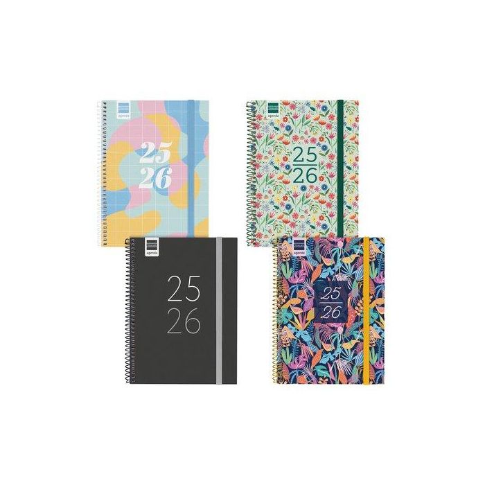 Agenda Escolar (2025-26) Finocam Catalan Secundaria Espiral Tapa Pp S/V Apais. 4º 155X212 Con Goma Assortiment Pack De 8