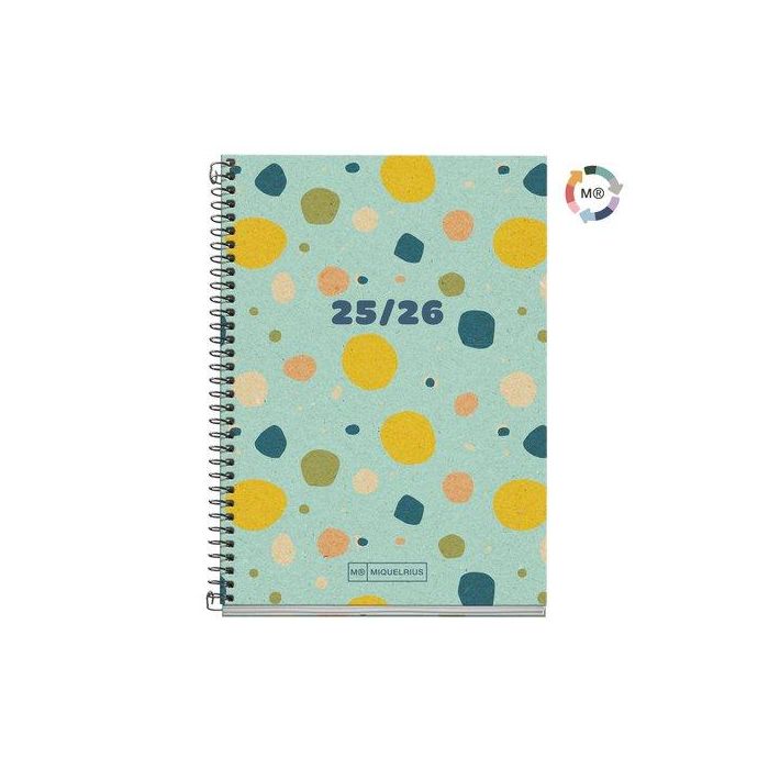 Agenda Escolar (2025-26) Miquelrius Recycled Espiral Tapa Extra Activa 8º 117X174 S/V Apais. Confetti
