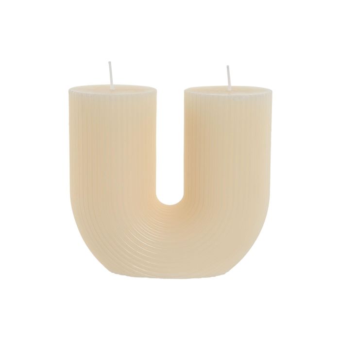 DKD Home Decor Vela Decorativa Scandi Crema, Cera 405 gr, 26h Duración, 5x11x12 cm (Pack 12 Unidades)