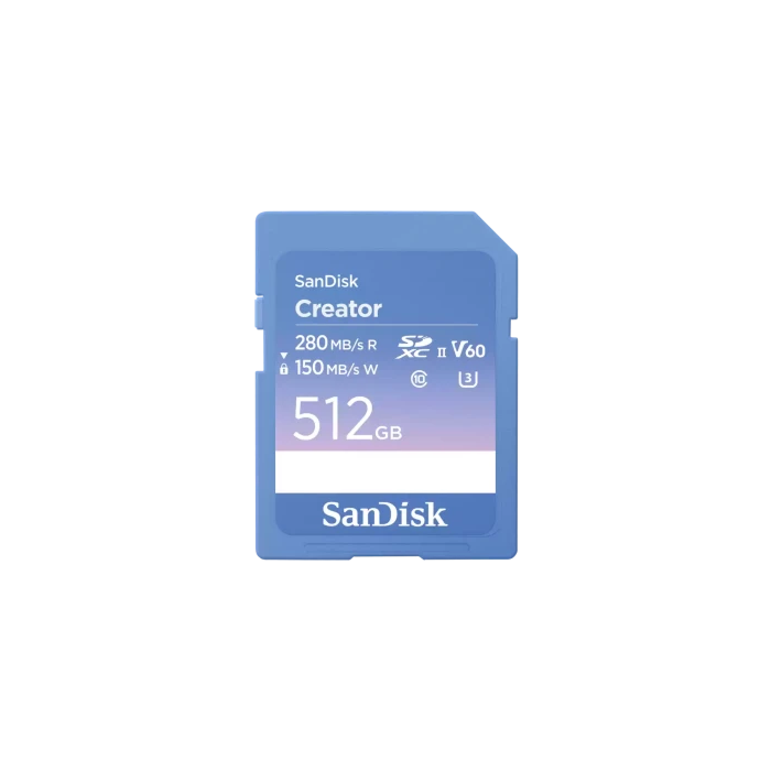 SanDisk Creator SD UHS-II 512GB Clase 10 U3 V60 280MB/s Lectura 150MB/s Escritura 0 SanDisk Creator SD UHS-II 512GB Clase 10 U3 V60 280MB/s Lectura 150MB/s Escritura 0