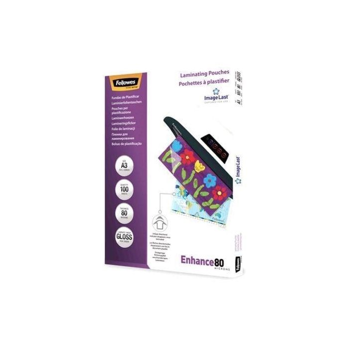 Fellowes Fundas de Plastificar 80 Micras A3 Brillo Pack 100 Unidades 0 Fellowes Fundas de Plastificar 80 Micras A3 Brillo Pack 100 Unidades 0