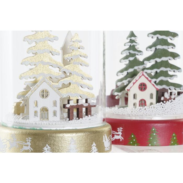 DKD Home Decor Decoración Luminosa de Navidad Tradicional LED Cristal Rojo Dorado, Surtido Diseños (Coche, Casa, Árbol), 11x17x11 cm, Pilas AAA 2 DKD Home Decor Decoración Luminosa de Navidad Tradicional LED Cristal Rojo Dorado, Surtido Diseños (Coche, Casa, Árbol), 11x17x11 cm, Pilas AAA 2