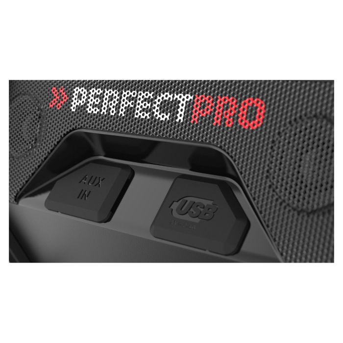 PerfectPro ROCKTAGON Radio de obra digital 30W DAB+ FM Bluetooth 5.2 IP65, 4 altavoces, compatible baterías 18V Bosch Makita DeWalt Milwaukee, USB, Negro/Rojo