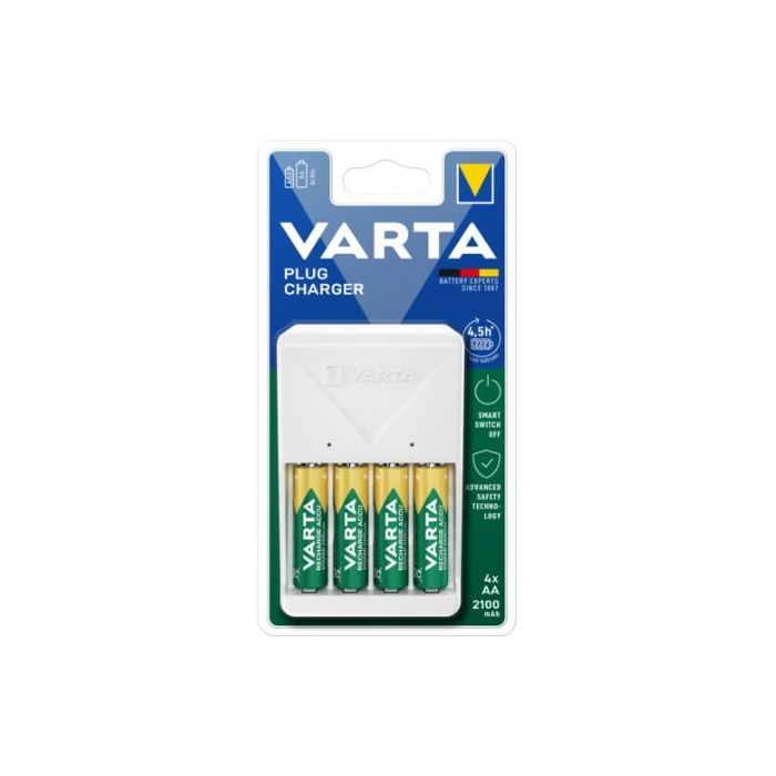 Varta 57657101451 Cargador Pilas AA/AAA para 2 o 4 Baterías con LED, Carga Lenta y Seguridad Total 56706 1 Varta 57657101451 Cargador Pilas AA/AAA para 2 o 4 Baterías con LED, Carga Lenta y Seguridad Total 56706 1