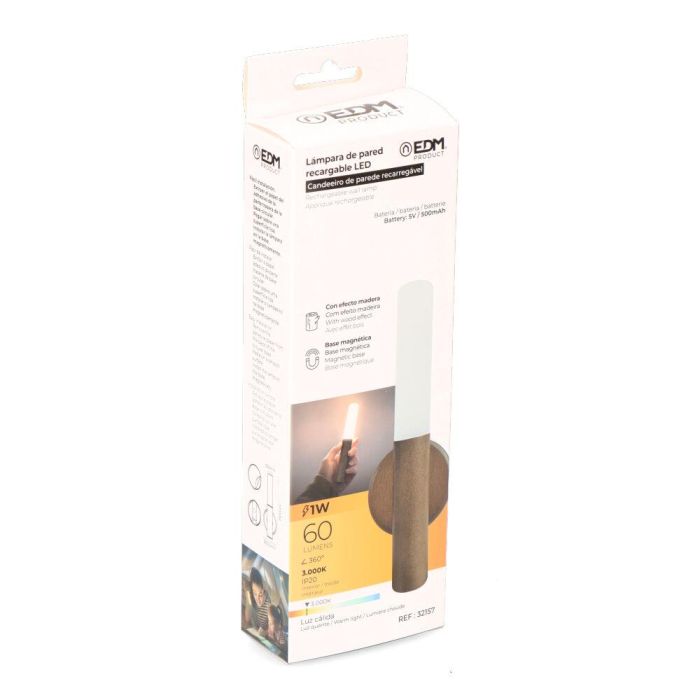 Lámpara de pared recargable led 1 W 60 lm 3.000 k 3 Lámpara de pared recargable led 1 W 60 lm 3.000 k 3