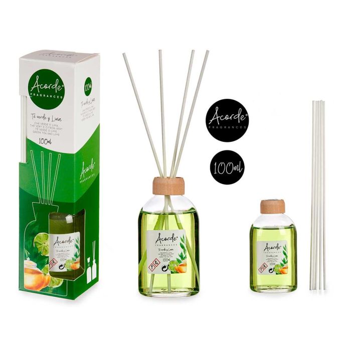 Mikado 100 ml con varilla verde lima - Acorde, vidrio, madera, fragancia, 5.5x21.3x5.5 cm (12 Unidades) Mikado 100 ml con varilla verde lima - Acorde, vidrio, madera, fragancia, 5.5x21.3x5.5 cm (12 Unidades)