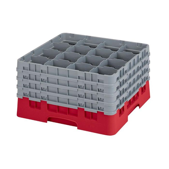 CAMBRO - 16S900-163 - Cesta de lavado 16 comp. 4 alturas - 10,9 cm Ø máx. - alt. máx. 24,1 cm - 50 x 50 x 26,7 cm - Rojo