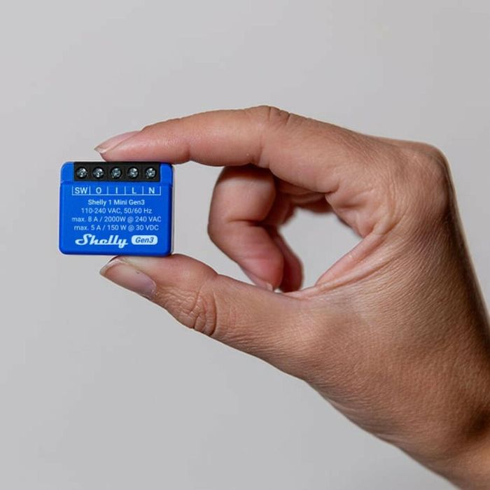 Shelly 1 Mini Gen. 3 WLAN BT Relais 8A 1 Kanal Unterputz Interruptor Inteligente 14