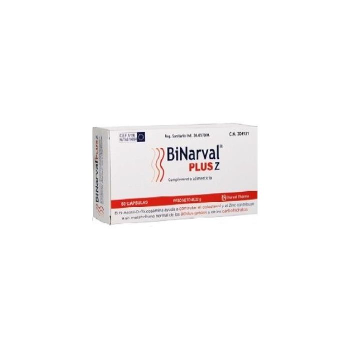 NARVAL PHARMA, S.A. Binarval Plus Z 60Cap. Complemento Alimenticio para Colesterol y Metabolismo de Grasas