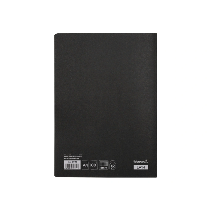 Liderpapel Libreta tapa negra A4 80 hojas 60gr cuadro 5mm con doble margen 2
