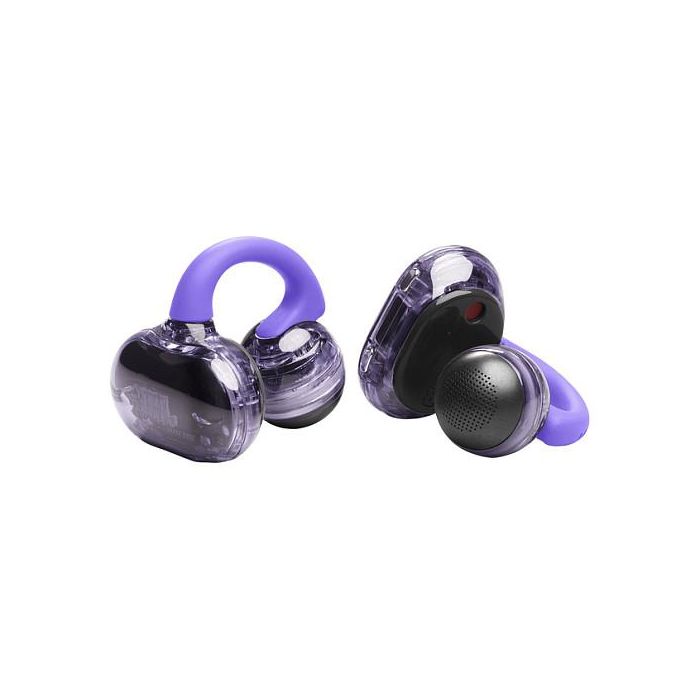 JBL Soundgear Clips TWS Auriculares Open-Ear Inalámbricos con Gancho, Bluetooth 5.4, IP54, Batería 32h, Color Ghost Purple