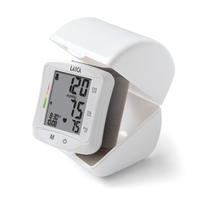 Laica Tensiometro digital de muñeca BM1006 blanco - Mide presión arterial y frecuencia cardiaca, 60 registros, pantalla LCD 2