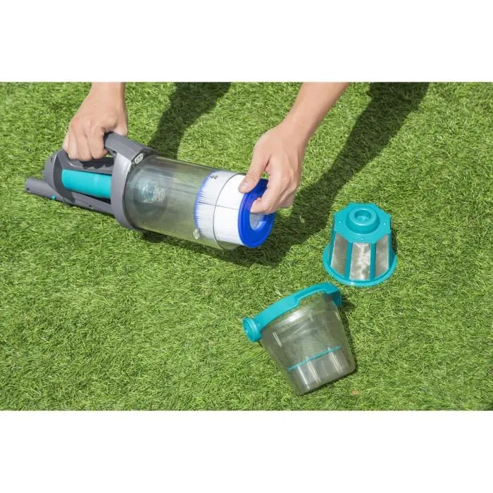 Bestway BES6941607395073 Aspiradora de Piscina Portátil AquaGrip, 90 Minutos Autonomía, para Piscinas Hasta 6.10 m