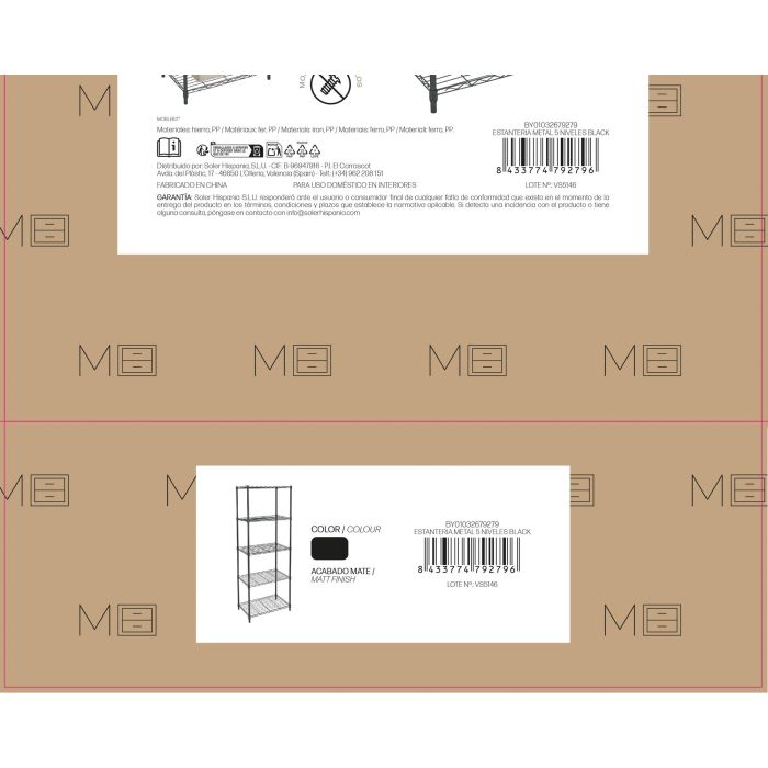 Estanteria Metal 5 Niveles Black Moblekit (2 Unidades) 4 Estanteria Metal 5 Niveles Black Moblekit (2 Unidades) 4