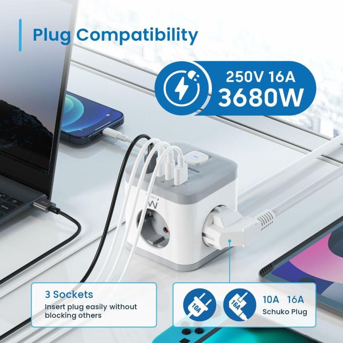 Regleta Ewent EW3863 3680 W (1,5 m) 10