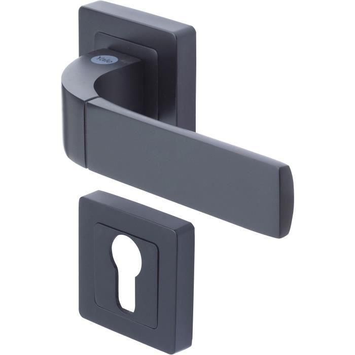 YALE YPP7-B-PE Tirador de puerta cuadrado negro Modelo Bologna para cilindro europeo