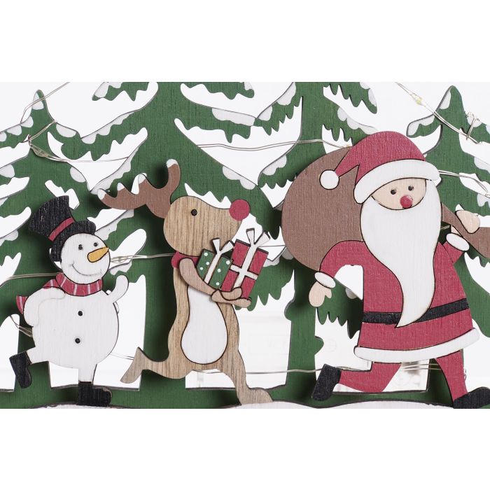 DKD Home Decor Decoracion Navidad 6 Unidades Verde Rojo Madera LED 5 x 16 x 20 cm 2