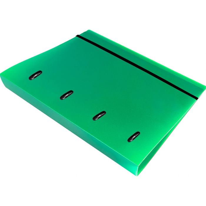 Liderpapel Carpeta con Recambio A4 Cuadro 5mm 100 Hojas 80g Polipropileno 4 Anillas 40mm Verde Translucido 3