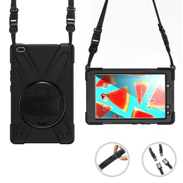 eSTUFF AUSTIN Defender Funda Antigolpes para Lenovo TAB M8 HD, con Soporte 360°, Correa de Mano y Hombro, Negra 3 eSTUFF AUSTIN Defender Funda Antigolpes para Lenovo TAB M8 HD, con Soporte 360°, Correa de Mano y Hombro, Negra 3