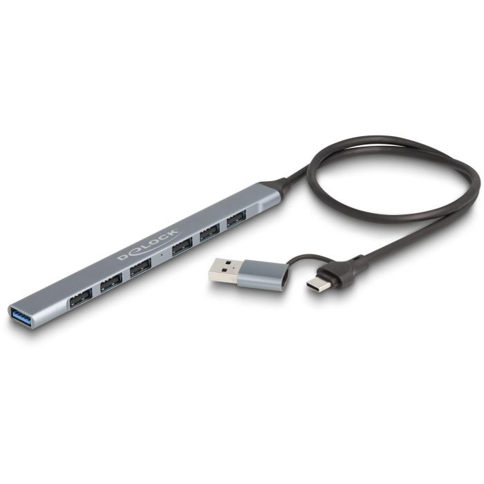 DELOCK 7 Port Slim USB Hub mit USB Type-C oder USB Typ-A zu 1 x USB 5 Gbps Typ-A + 6 x USB 2.0 Typ-A 0 DELOCK 7 Port Slim USB Hub mit USB Type-C oder USB Typ-A zu 1 x USB 5 Gbps Typ-A + 6 x USB 2.0 Typ-A 0
