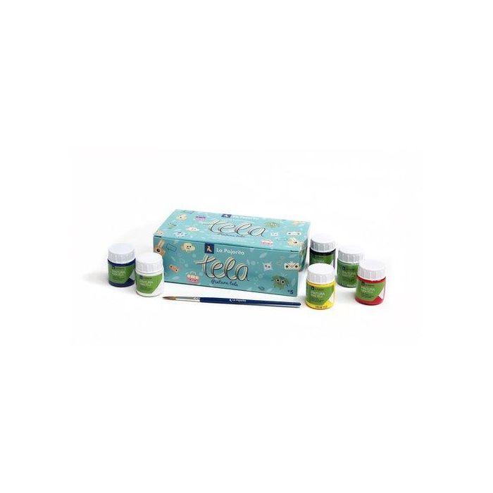 La Pajarita Kit Surtido Pintura para Tela 25 mL -6 Colores con Pincel -6U-