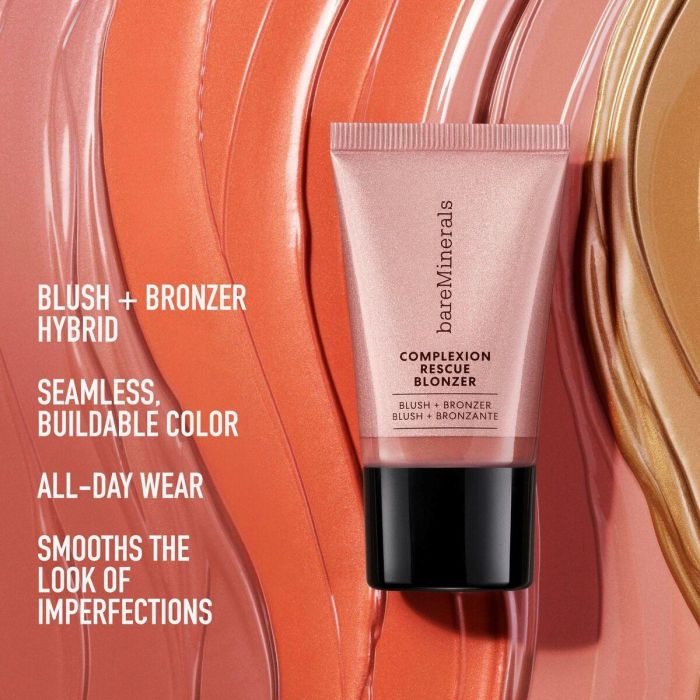 Bare Minerals COMPLEXION RESCUE BLONZER colorete bronceador en gel-crema hidratante iluminador, larga duración #Kiss of Pink 15 ml Vegano 3