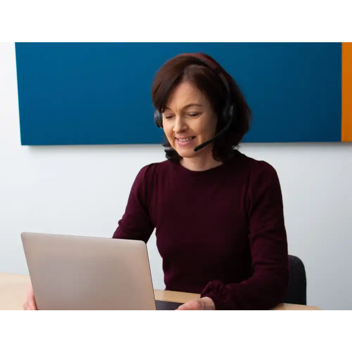 Q-connect Auricular Inalámbrico Diadema con Micrófono Flexible, Botón Bluetooth USB, Color Negro 5