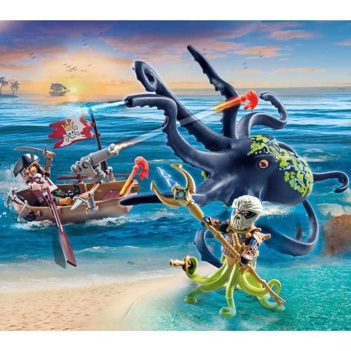 PLAYMOBIL 71419 Pirata con pulpo gigante - Piratas - Con un monstruo pirata, un cañón, un pulpo gigante - A partir de 4 años 1