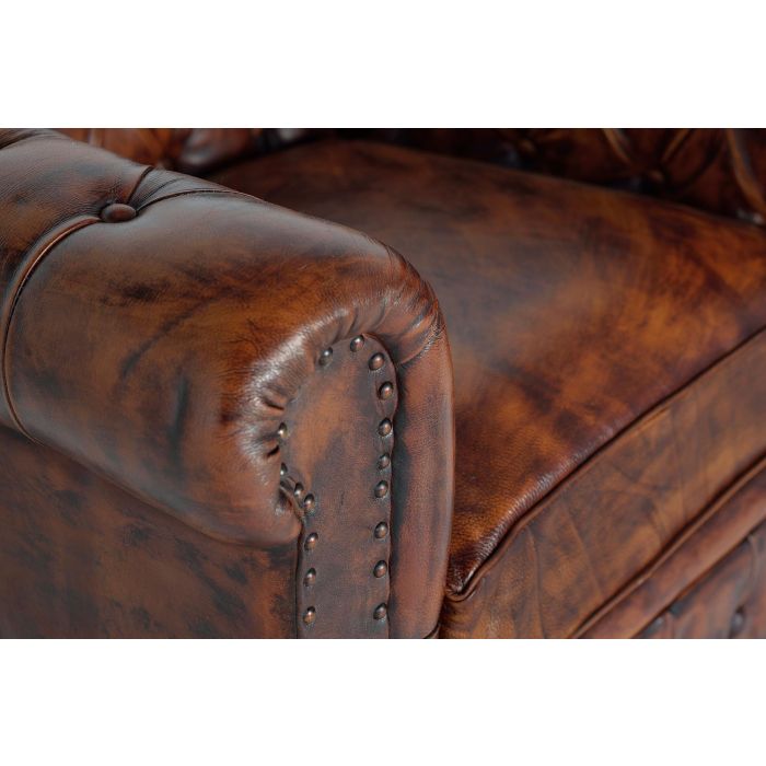 Giner y Colomer Sillón Chester en Piel Marrón con Metal, 70x96x82 cm 3 Giner y Colomer Sillón Chester en Piel Marrón con Metal, 70x96x82 cm 3