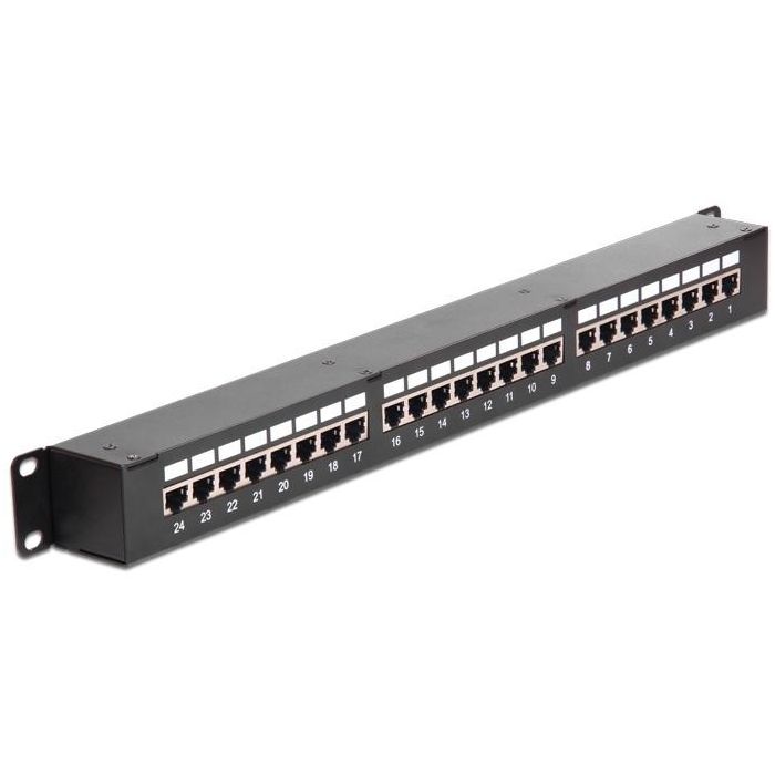 DELOCK Netzwerk 48.26cm 19Zoll Kupplungs-Patchpanel 24 Port Cat.6 2