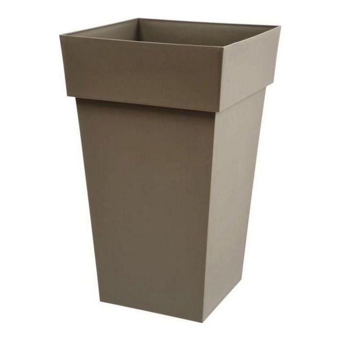 EDA Maceta Toscana Cuadrada Alta 39x39x65 cm 62L Taupe Polipropileno Resistente Heladas UV Interior Exterior