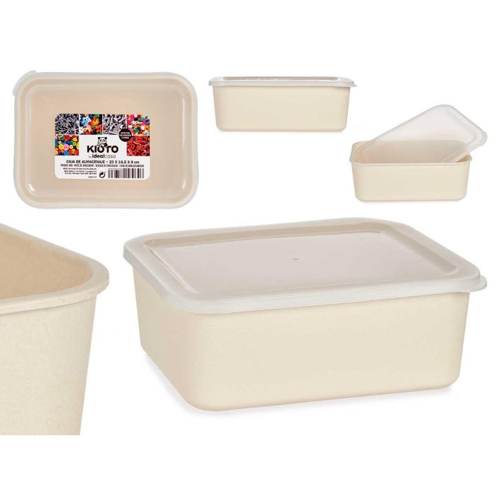 Arte Regal Recipiente Grande de Bambú Natural con Tapa de Plástico 23x16.5x7 cm, Amarillo - No Apto para Alimentos (6 Unidades)