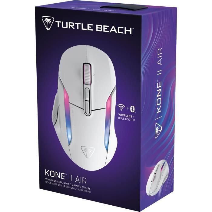 Ratón inalámbrico para juegos - Turtle Beach Kone II Air - Ergonómico - Blanco, Bluetooth, 26.000 DPI, rueda 4D 5