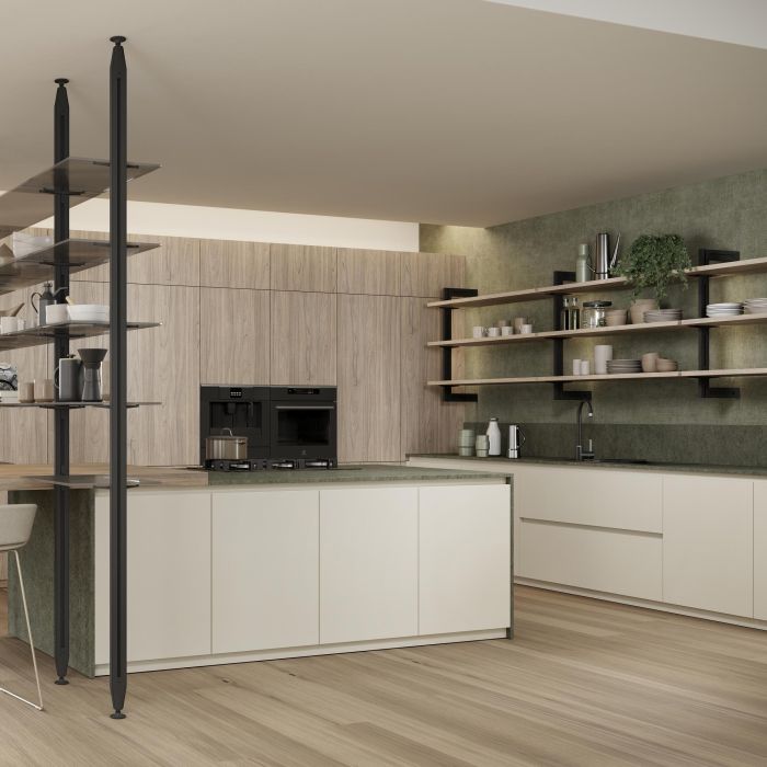 Emuca Kit de estructura modular Zero con herrajes para el montaje de fijación a pared, Aluminio y Zamak, Pintado negro texturizado 4 Emuca Kit de estructura modular Zero con herrajes para el montaje de fijación a pared, Aluminio y Zamak, Pintado negro texturizado 4