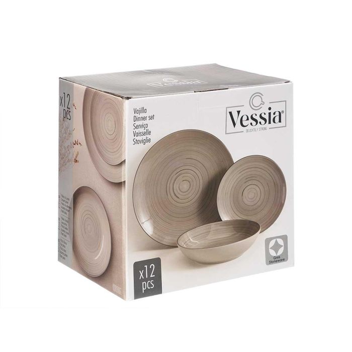 Set Vajilla 12 Pcs Espiral Gris Vessia 28X29CM (2 Unidades) 1 Set Vajilla 12 Pcs Espiral Gris Vessia 28X29CM (2 Unidades) 1