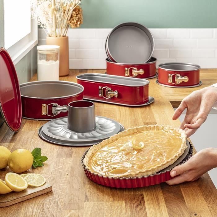 Molde de acero savarin TEFAL Delibake - Ø 25 cm - Rojo y gris - Con bisagra 2 Molde de acero savarin TEFAL Delibake - Ø 25 cm - Rojo y gris - Con bisagra 2